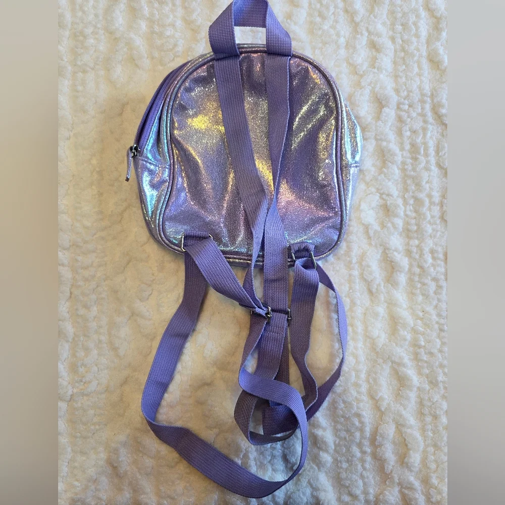 Claire’s Iridescent Unicorn Mini Backpack – Glitter Pastel Purple Bag